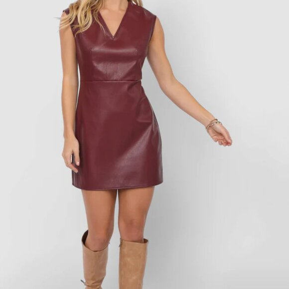Sadie & Sage faux leather mini dress burgundy - Picture 3 of 4
